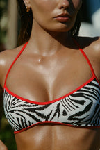 Chic Reversible Halterneck Bikini Top in Zebra Print