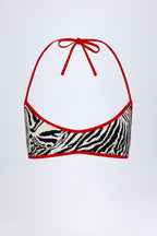 Chic Reversible Halterneck Bikini Top in Zebra Print