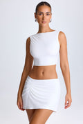 Chic Draped A-Line Mini Skirt in White