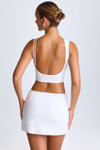 Chic Draped A-Line Mini Skirt in White