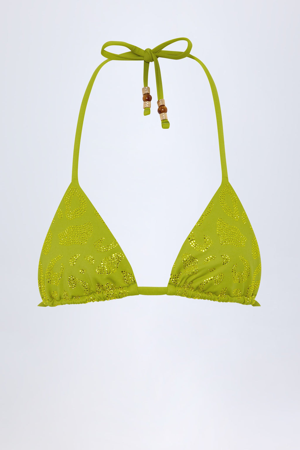 Chic Charm-Detail Triangle Bikini Top in Olive Green