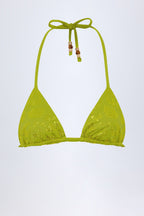 Chic Charm-Detail Triangle Bikini Top in Olive Green