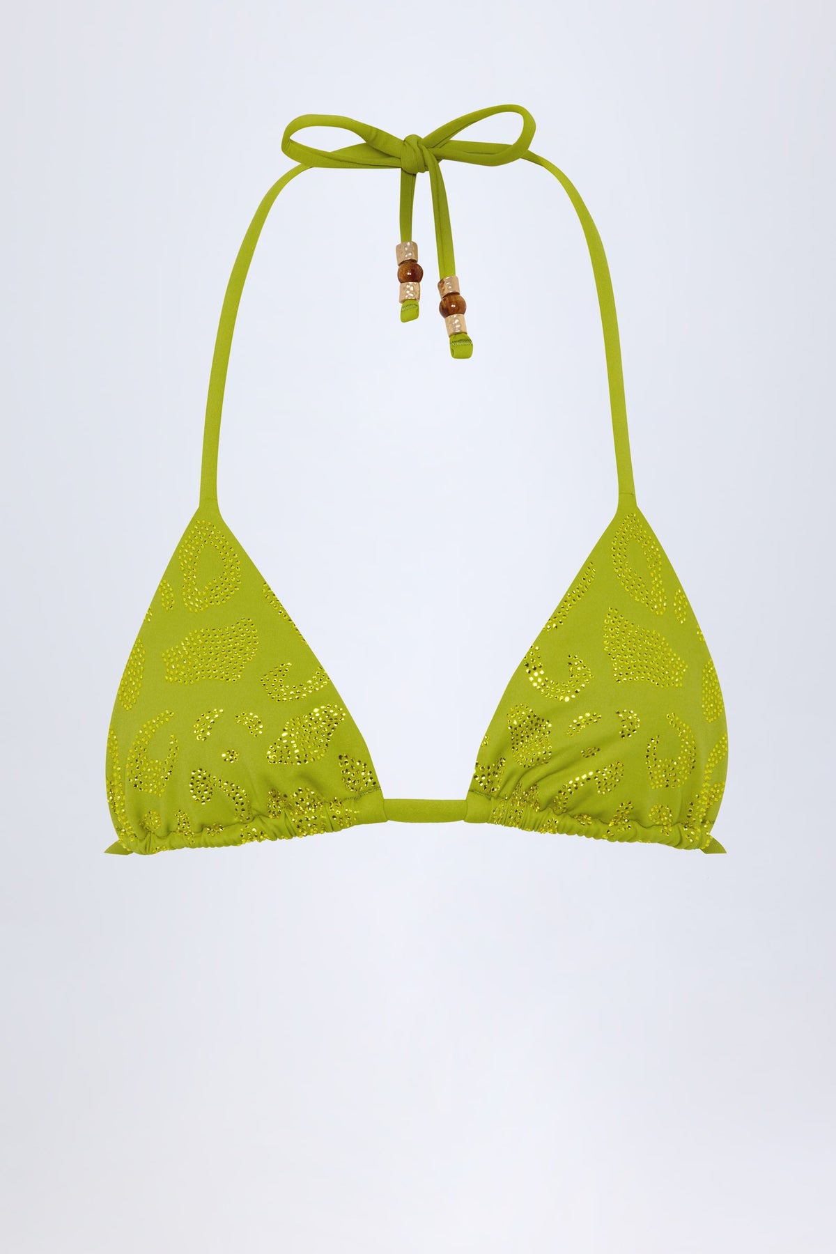Chic Charm-Detail Triangle Bikini Top in Olive Green