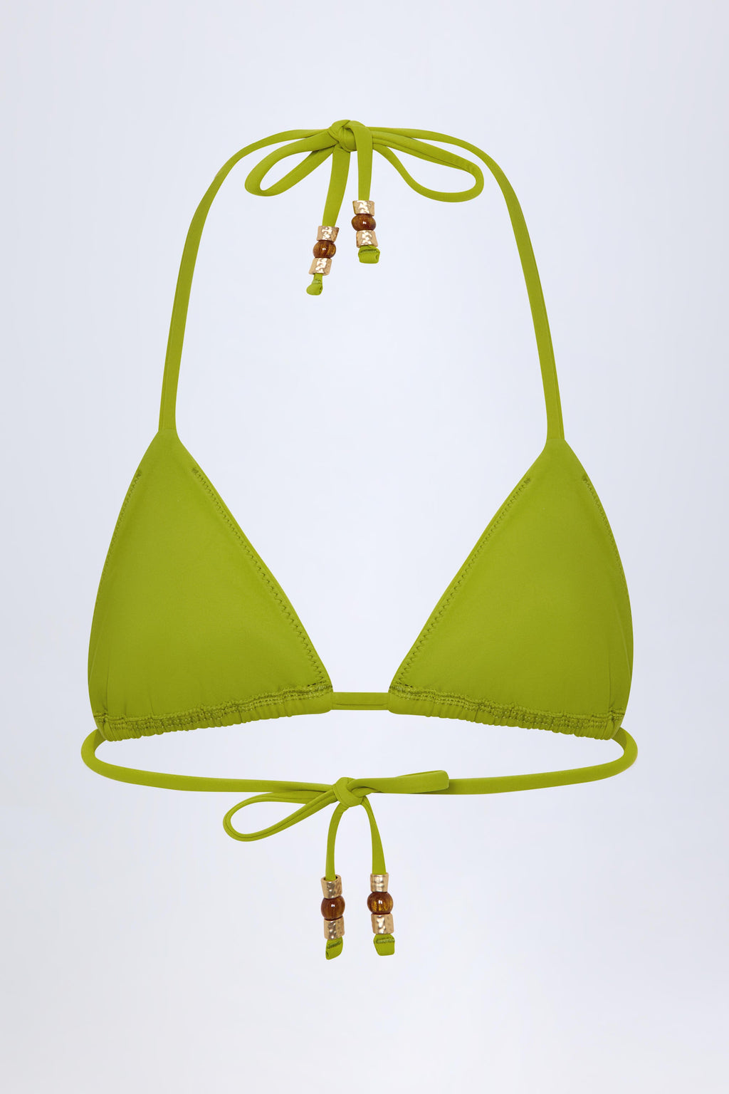 Chic Charm-Detail Triangle Bikini Top in Olive Green