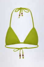 Chic Charm-Detail Triangle Bikini Top in Olive Green
