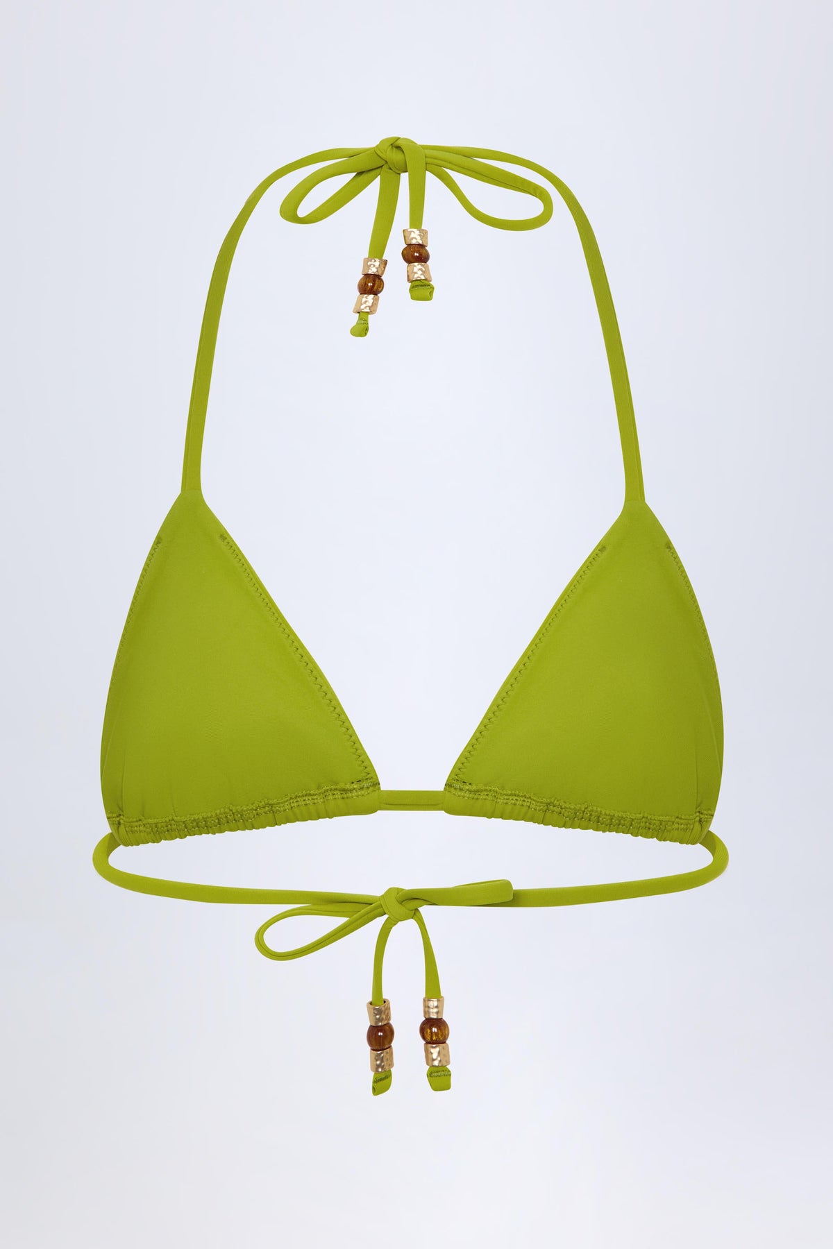 Chic Charm-Detail Triangle Bikini Top in Olive Green