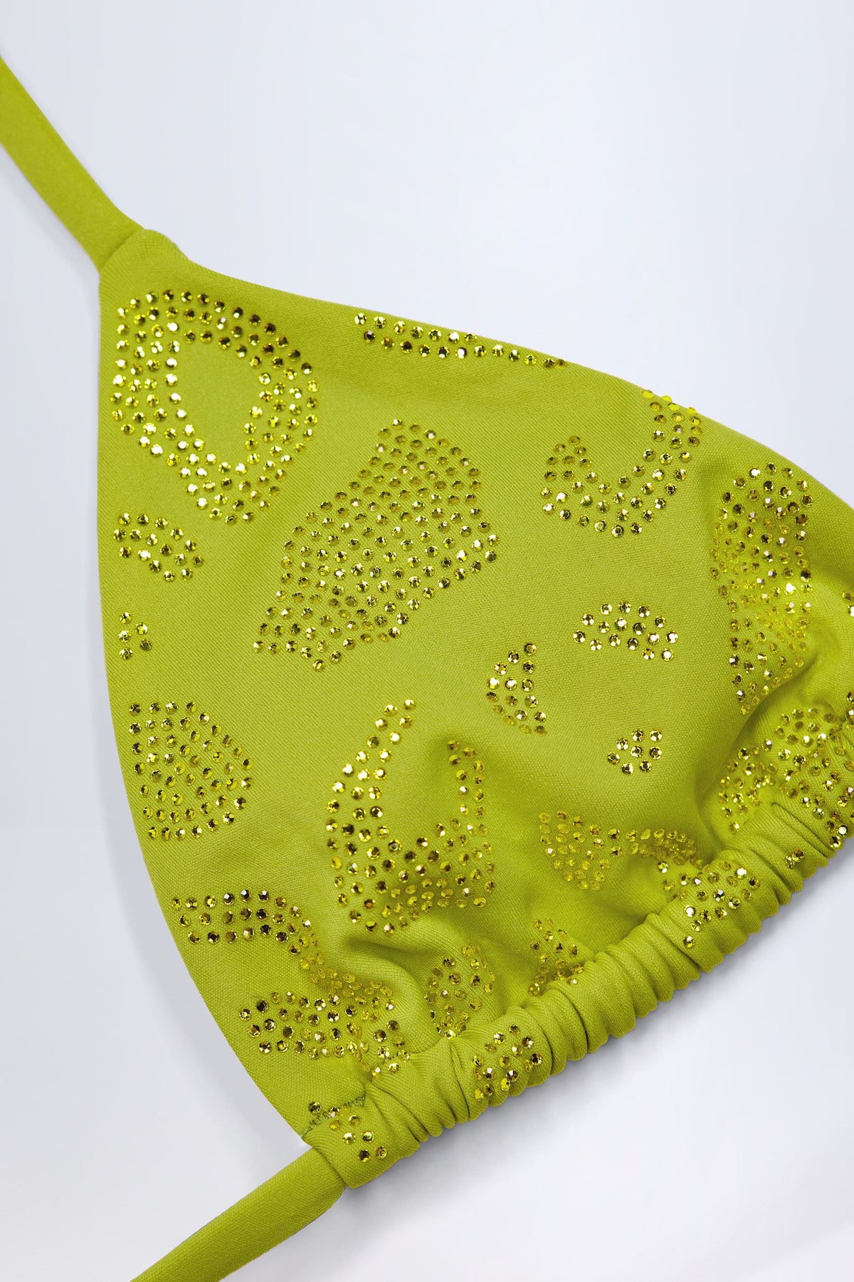 Chic Charm-Detail Triangle Bikini Top in Olive Green