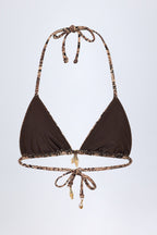 Chic Charm-Detail Triangle Bikini Top in Snake Print