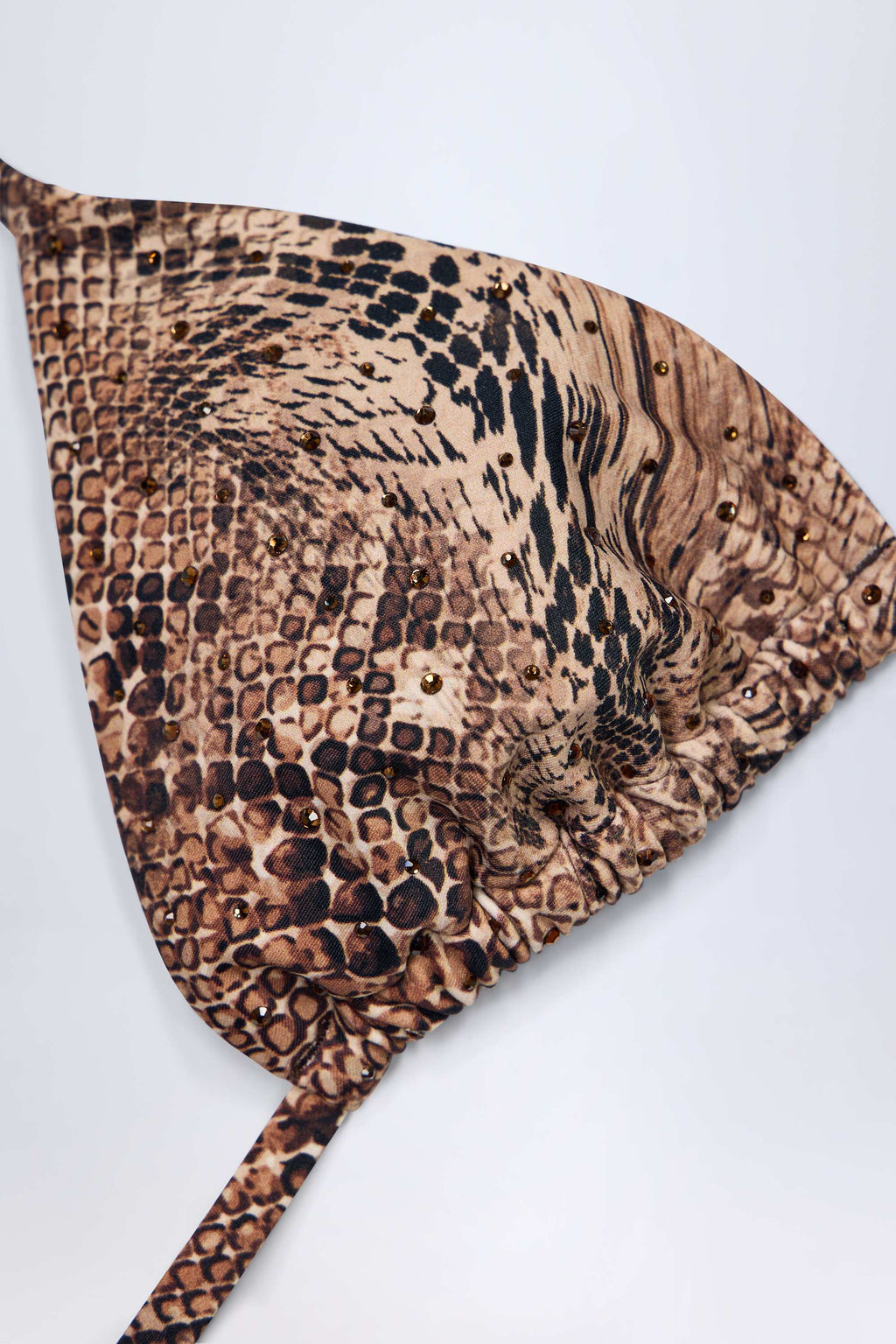 Chic Charm-Detail Triangle Bikini Top in Snake Print
