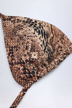 Chic Charm-Detail Triangle Bikini Top in Snake Print
