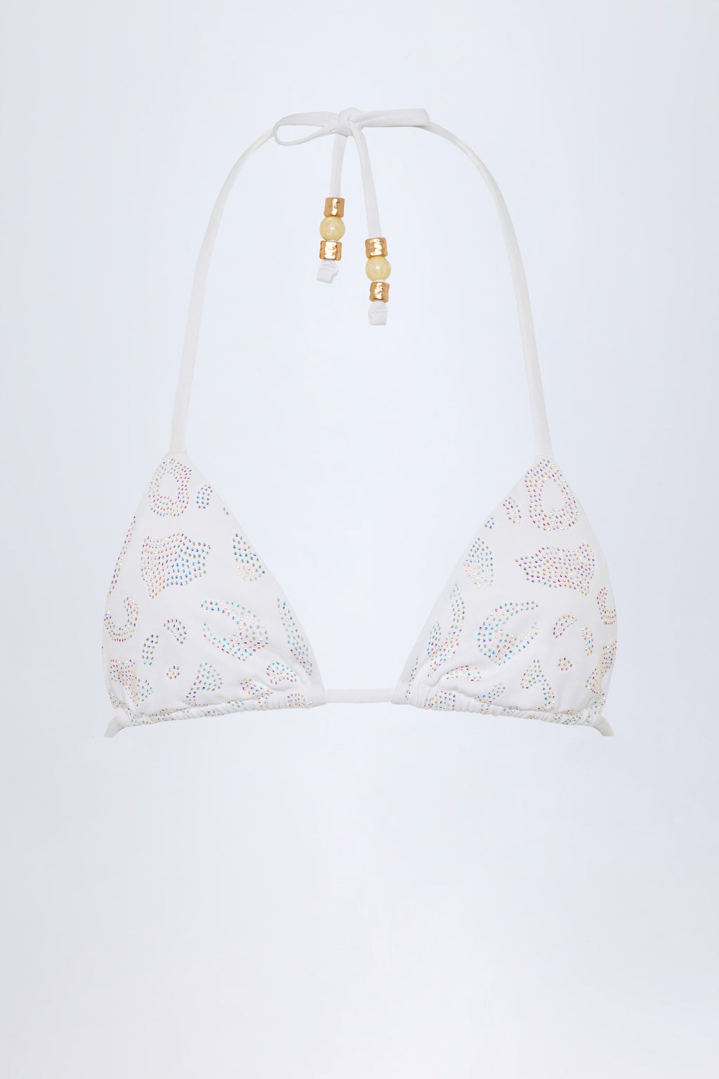 Chic Charm-Detail Triangle Bikini Top in White