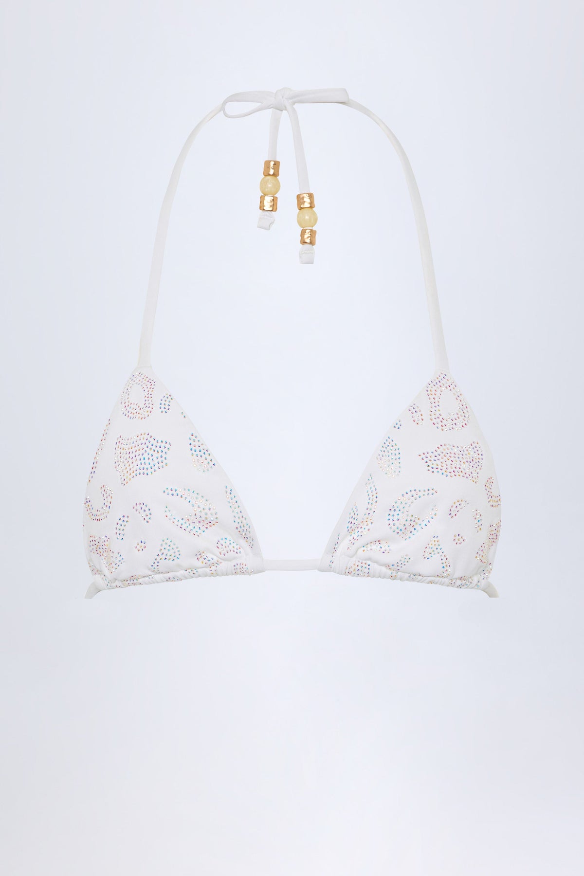 Chic Charm-Detail Triangle Bikini Top in White