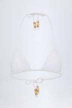 Chic Charm-Detail Triangle Bikini Top in White