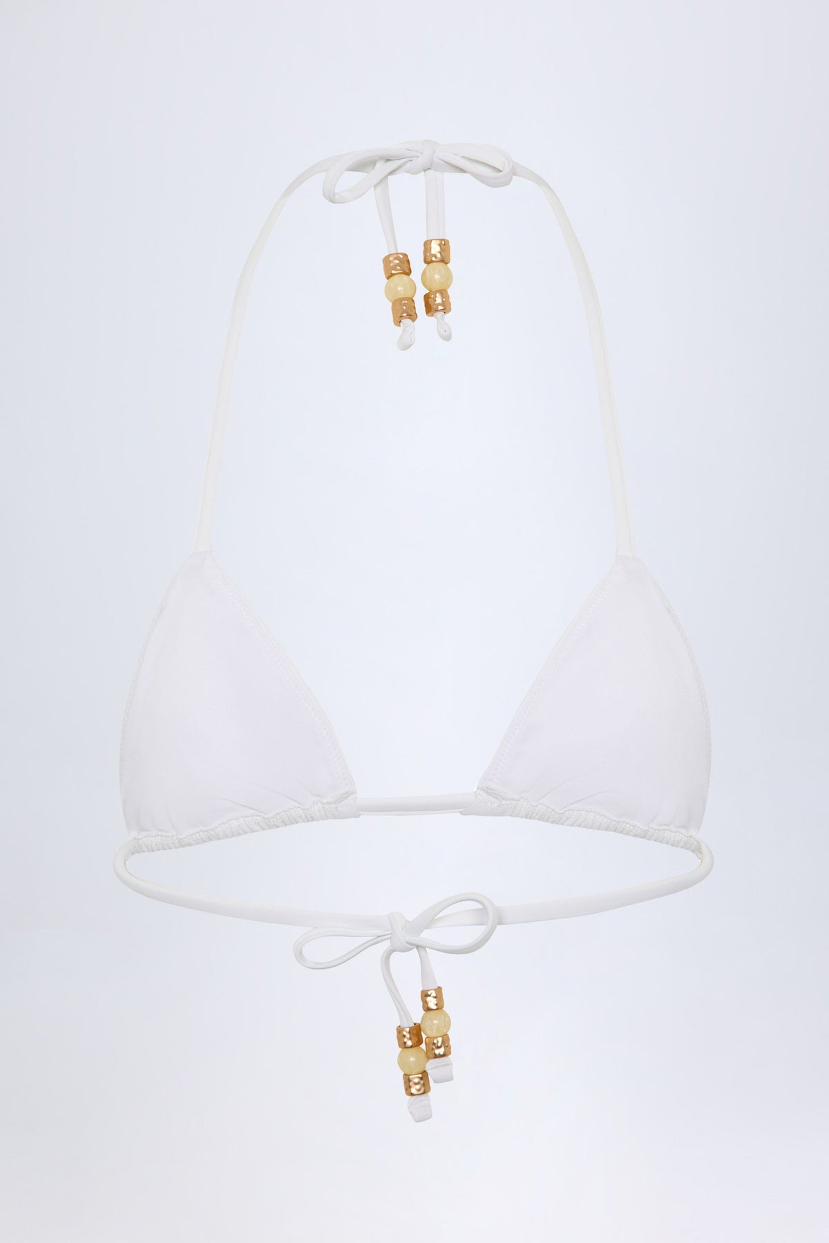 Chic Charm-Detail Triangle Bikini Top in White