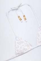 Chic Charm-Detail Triangle Bikini Top in White