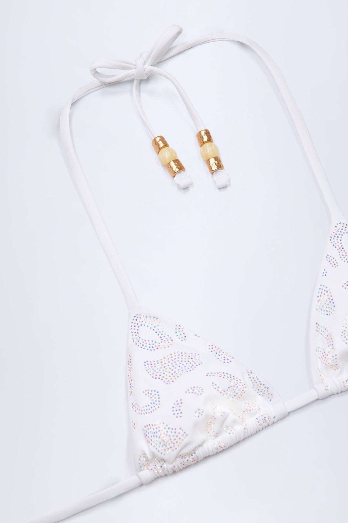 Chic Charm-Detail Triangle Bikini Top in White