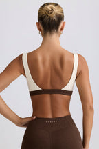Chic Contrast Sports Bra in Pecan Marl