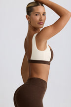Chic Contrast Sports Bra in Pecan Marl