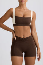 Chic Contrast Sports Bra in Pecan Marl
