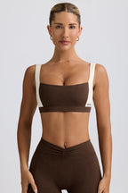Chic Contrast Sports Bra in Pecan Marl