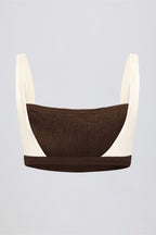 Chic Contrast Sports Bra in Pecan Marl