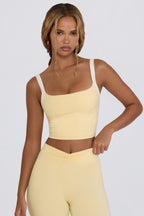 Chic Cropped Tank Top in Lemon Marl