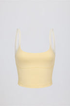 Chic Cropped Tank Top in Lemon Marl