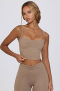 Chic Cropped Tank Top in Mocha Marl