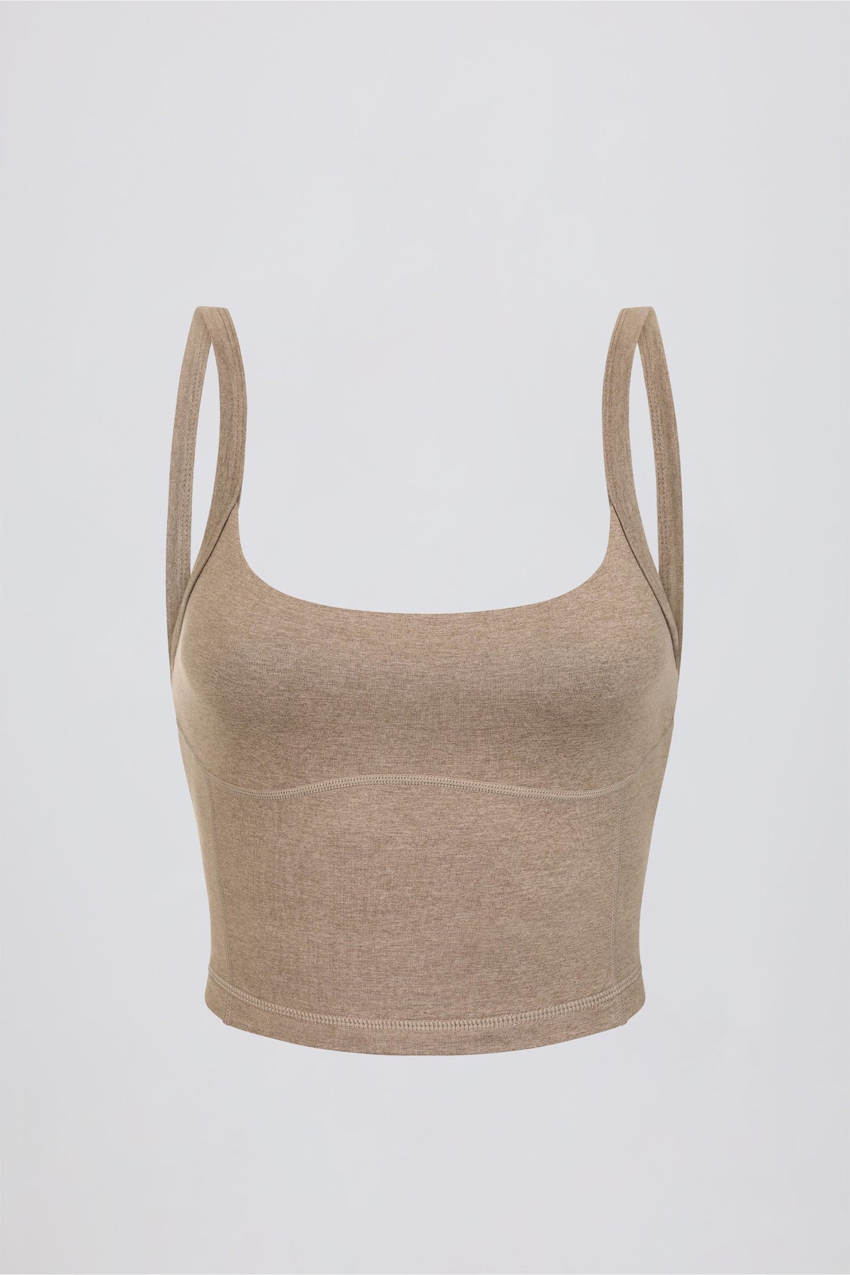 Chic Cropped Tank Top in Mocha Marl