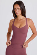 Chic Crossback Longline Tank Top in Acai