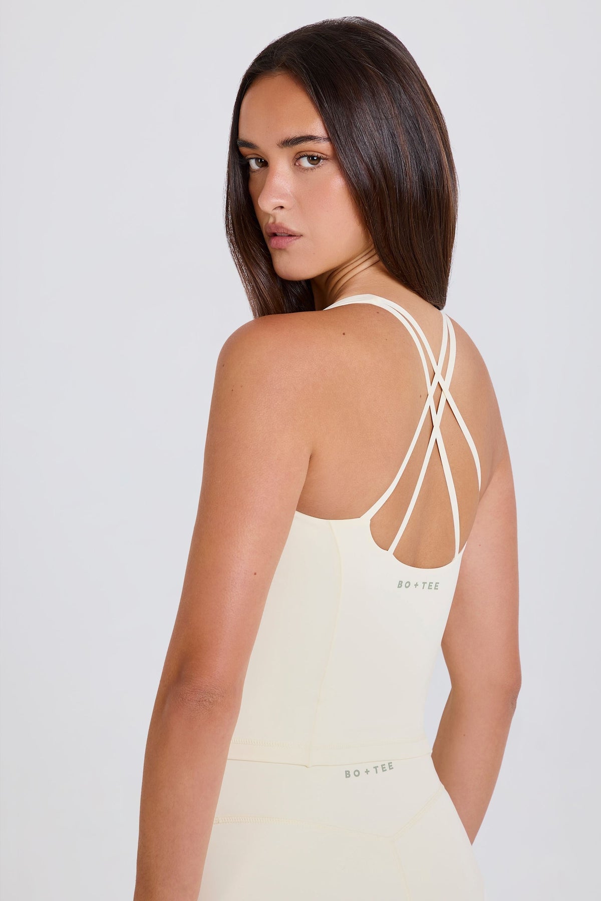 Chic Crossback Longline Tank Top in Cream