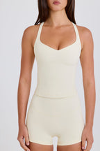 Chic Crossback Longline Tank Top in Cream