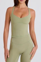 Chic Crossback Longline Tank Top in Matcha