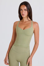 Chic Crossback Longline Tank Top in Matcha