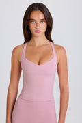Chic Crossback Longline Tank Top in Mauve