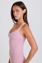 Chic Crossback Longline Tank Top in Mauve