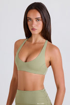 Chic Crossback V-Neck Sports Bra in Matcha