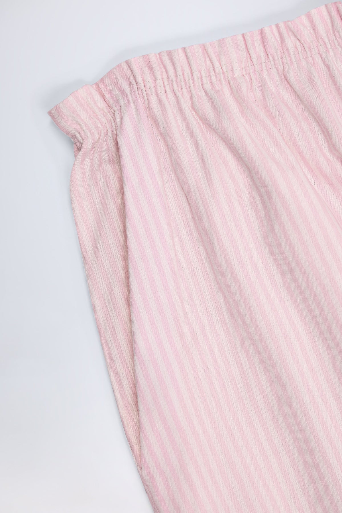 Chic Wide-Leg Cotton-Poplin Trousers in Pink White Stripe
