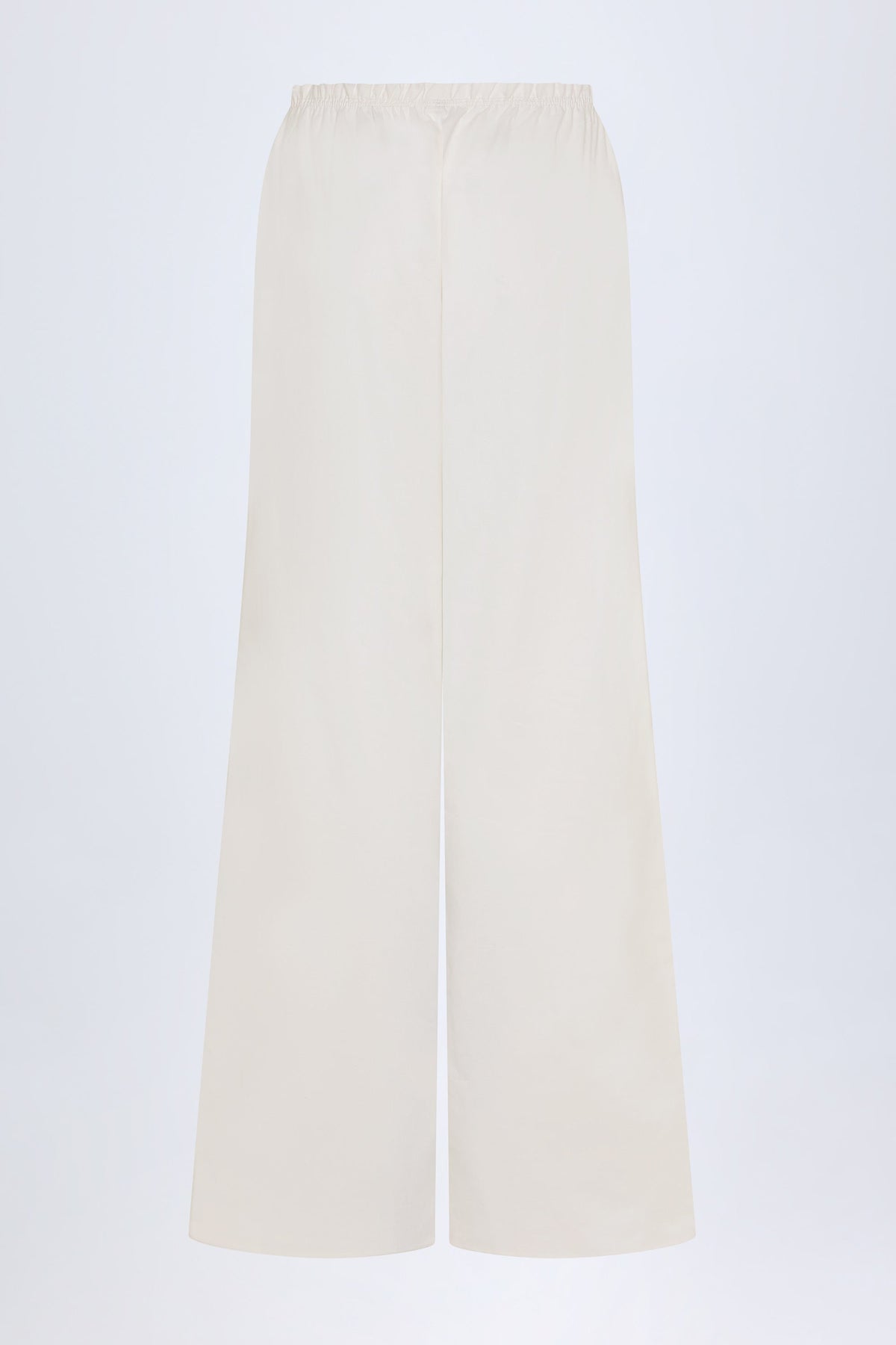 Chic Wide-Leg Cotton-Poplin Trousers in White