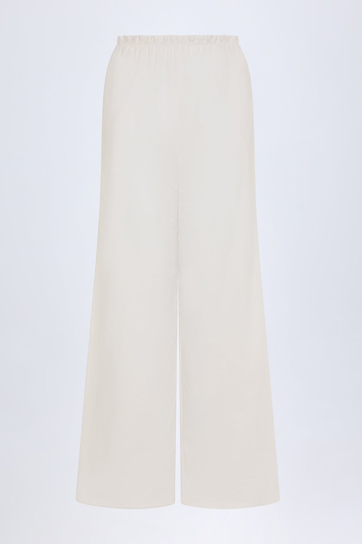 Chic Wide-Leg Cotton-Poplin Trousers in White