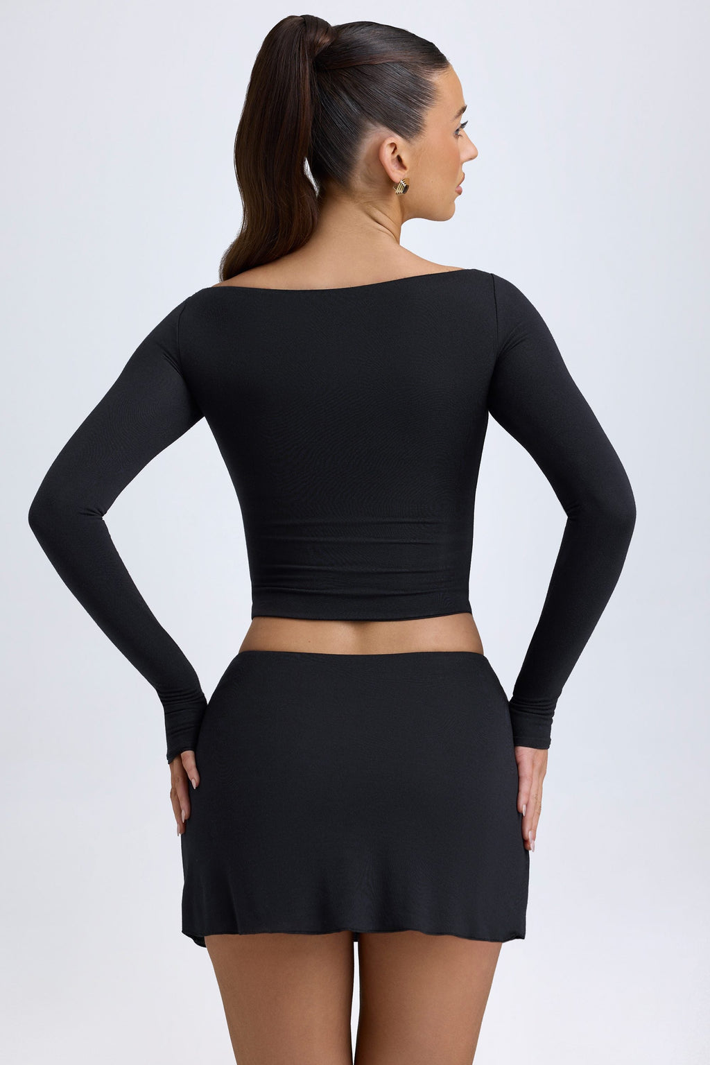 Chic Modal Cut-Out Button-Detail Top in Black