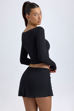 Chic Modal Cut-Out Button-Detail Top in Black