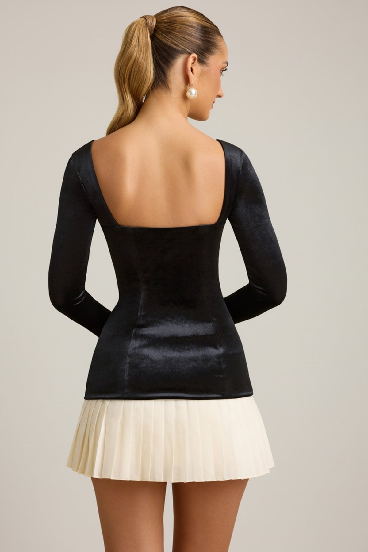 Chic Layered Pleated Corset Mini Dress in Black