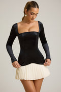 Chic Layered Pleated Corset Mini Dress in Black