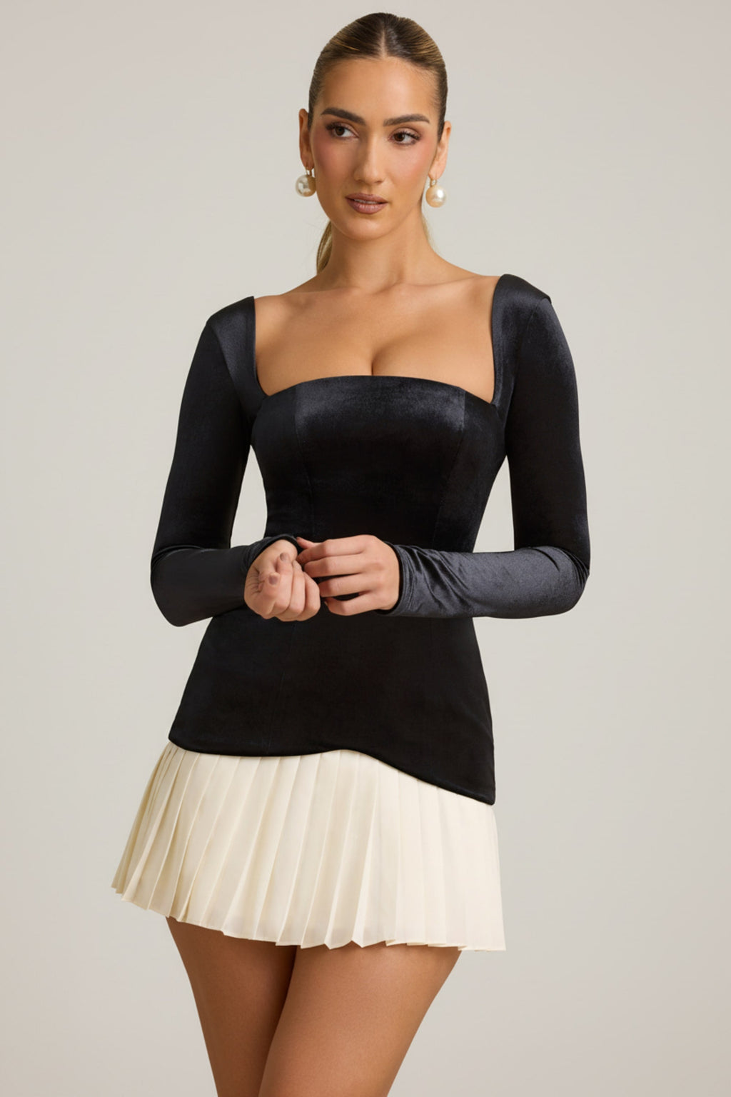 Chic Layered Pleated Corset Mini Dress in Black