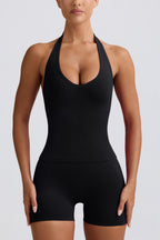 Chic Define Luxe Halterneck Tank Top in Black