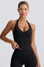 Chic Define Luxe Halterneck Tank Top in Black