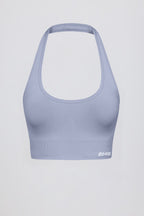 Chic Define Luxe Halterneck Sports Bra in Blue Grey