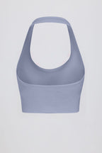 Chic Define Luxe Halterneck Sports Bra in Blue Grey