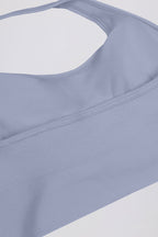 Chic Define Luxe Halterneck Sports Bra in Blue Grey
